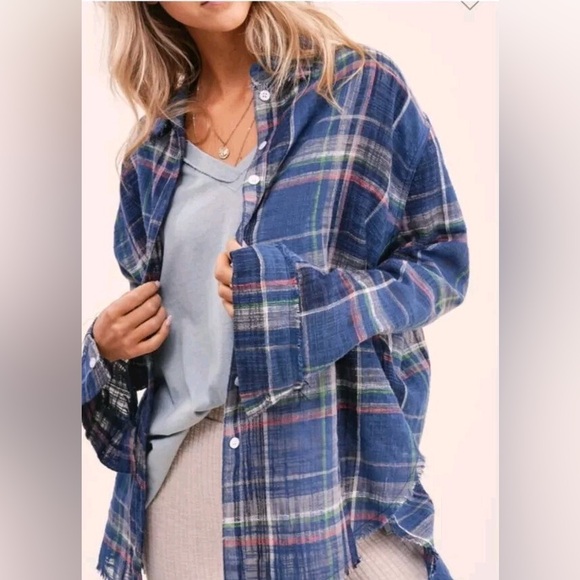 LA MIEL Tops - M97 LA MIEL Blue Plaid Button Down Shirt